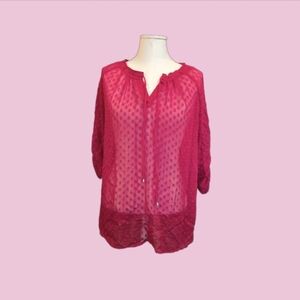 Liz Claiborne Womens Sheer Swiss Dot Blouse